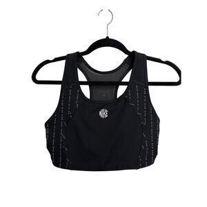 Nike Sports Bra Womens Large Black Dri-FIT Swoosh Icon Clash Keyhole Racerback